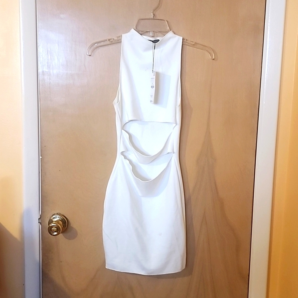 NWT ZARA  open belly Bodycon white dress size S